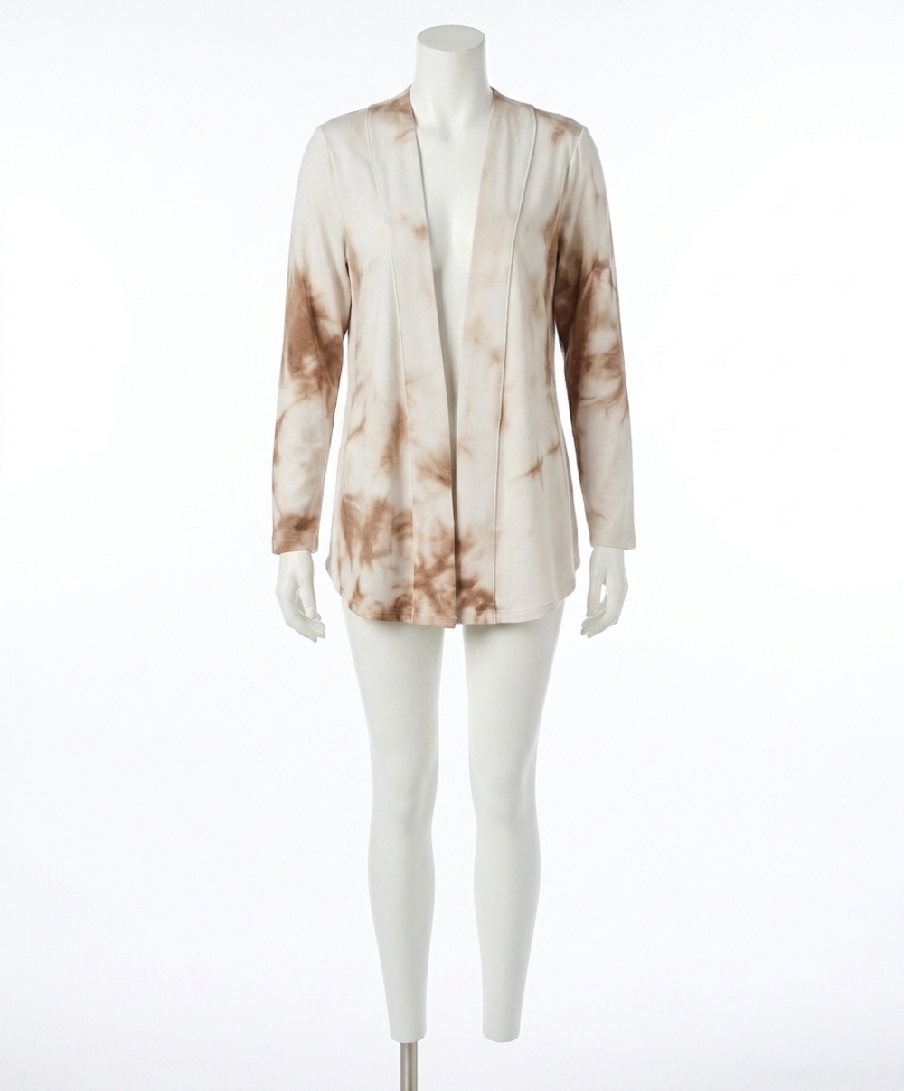 NEW FRENCH KYSS tie dye open cardigan in white/beige